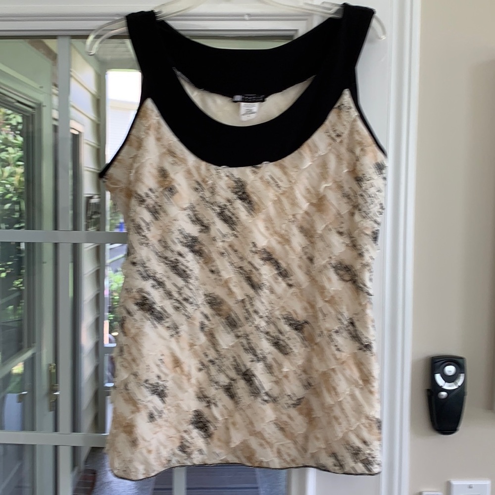 Carol Little ruffle tank top, Lg,  cream black tan